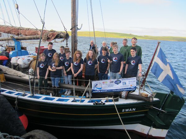Front left to right, sail trainees Lisa Moncrieff, John Robinson, Molly Brindley, Bryden Jacobsen, Abi Marples, Bronagh Goodlad, Curstaidh MacKay, Caelen Rivett, Jordan Scott and Callum Tait. 