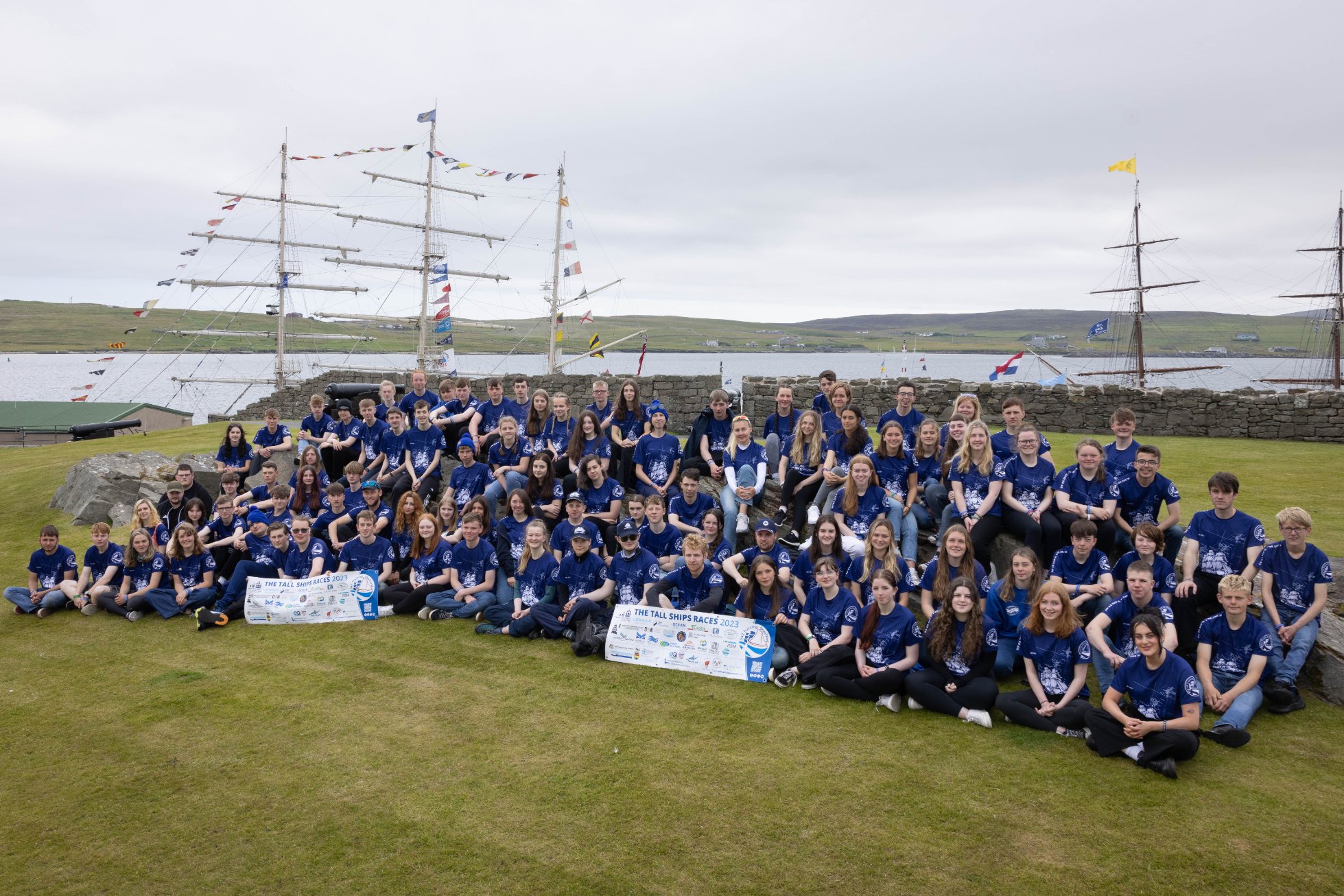 Sponsorship of 100 trainees, as pictured here, for The Tall Ships Races was a huge achievement for Sail Training Shetland. Credit: Ben Mullay.