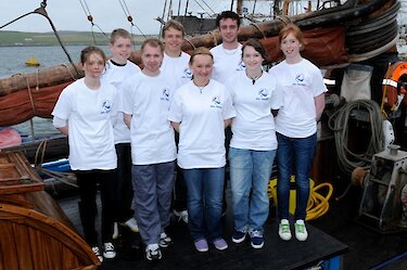Shetland sail trainees sponsored by Rotary Club of Shetland, from left to right: Persephone Poulton, Stuart Ferguson, John Arthur, Daniel Aquilina, Emma Cree-Hay, Daniel Hughson, Emma Rochester and Amy Sandison.