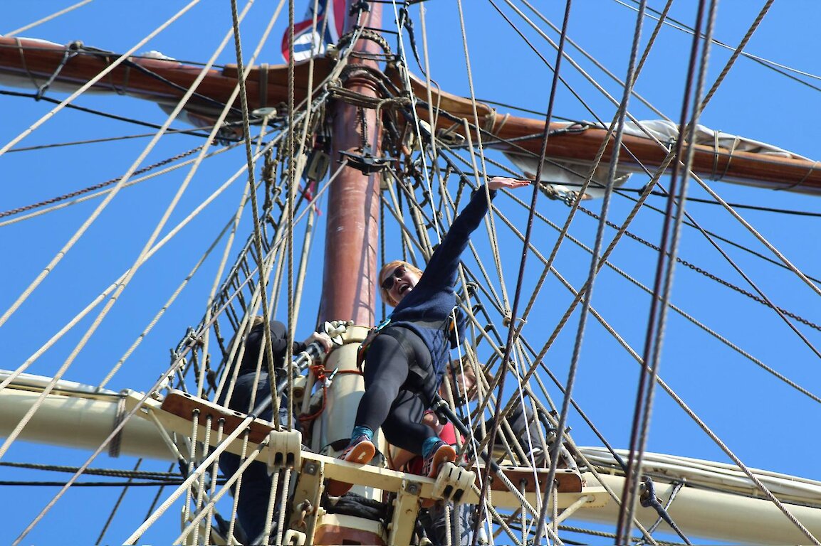 Climbing the rigging on Sørlandet